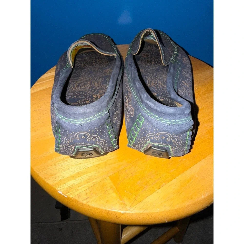 Robert Graham Mens Navy Paisley Laser Etched Suede Driving Loafers‎ Size 8.5